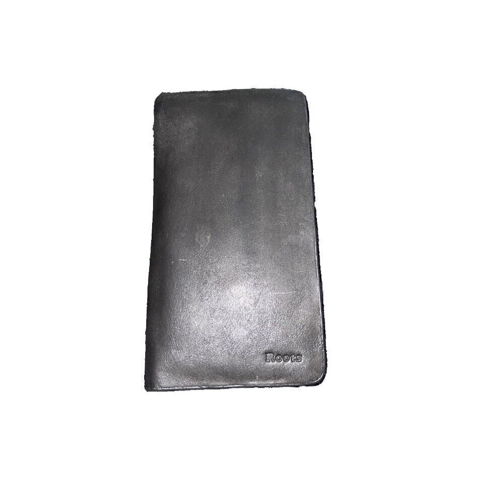 ROOTS Canada Gray Leather Bifold Checkbook Credit Card ID Slot Wallet